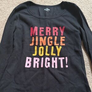 Merry Jingle Jolly Bright! Graphic Black Holiday Top